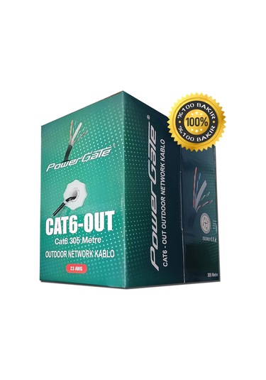Powergate Cat6-out-copper, Outdoor Dış Mekan , Polietilen, 23awg 0.57mm, Utp, Cat6, %100 Bakır Kabl