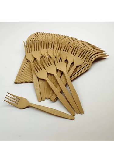 Klık-pıknık 50 Adet Petek Zemaçlı Tek Kullanımlık Çatal Krem Rengi 183786453 100 adet