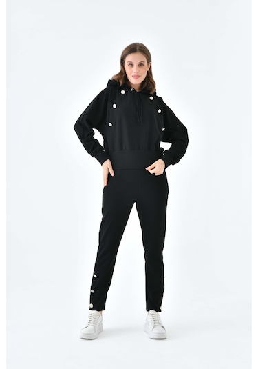 Ftz Women Kadın İki İp Düğme Detaylı Takım Siyah 30640-siyah Siyah
