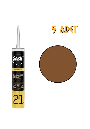 Selsil Silikonize Mastik Altın Meşe 500 Gr. - 5 Adet