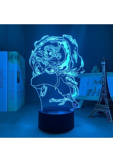 Goldenqian Anime 3d Işık Demon Slayer Kyojuro Rengoku Yatak Odası Dekoru Için Gece Lambası Odası Dekor Hediye Manga Led Lamba Kimetsu Hiçbir Yaiba Xr9m1x Siyah