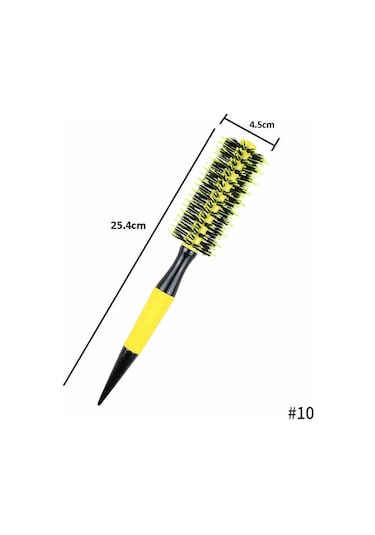 Koodmax Ahşap Saplı Naylon Kıl Saç Şekillendirici Fön Fırçası - Saç Düzleştirici Tarak 4.5cm - Sarı - Siyah