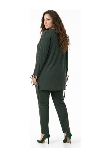 Baglan Kadın Taşlı Tunik Pantolon Takım Bgl-st05429 Yeşil