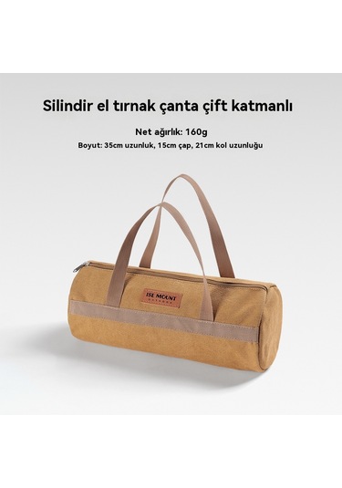 Açık Kamp Aksesuarları Saklama Çantası Çadır Rüzgar Halatı Zemin Tırnak Aracı Saklama Çantası Kamp Taşınabilir Zemin Tırnak Paketi Silindir Çanta Çift Kalınlıkta Kahverengi