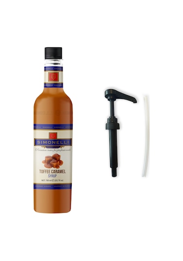 Simonelli Kahve Şurubu Toffee Karamel Aromalı 700 ML + Pompa Simonelli