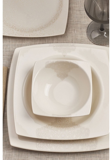 Karaca  Square Bone Flava 24 Parça 6 Kişilik Yemek Takımı