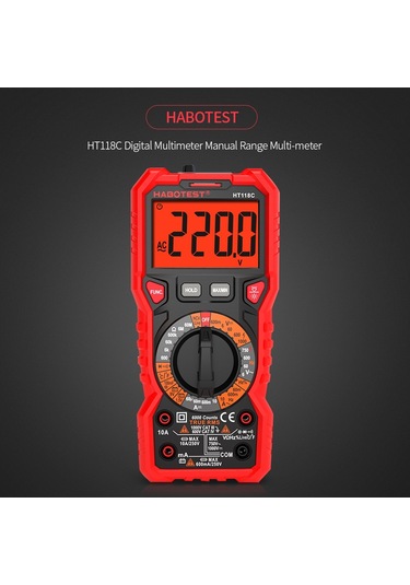 Habotest Ht118c Manuel Aralığı Çok Siyah Kırmızı Dijital Multimetre