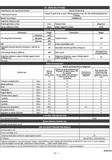 Vestel CDM600 EX 196 LT 6 Çekmeceli Dikey Derin Dondurucu