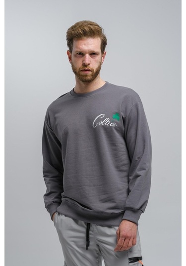 Celtics Önü Ve Arkası Baskılı Düşük Omuz Unisex Bisiklet Yaka Swe