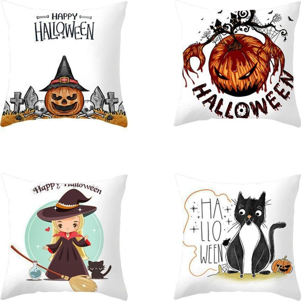 Yaleker Halloween Dekoratif Kumaş Yastık Kılıfı - Kelebek, Ay, Kedi Desenli, Pembe Deri Kadife, Ev Araba Partisi İçin, 45x45cm, Kombinasyon 12 Diğer