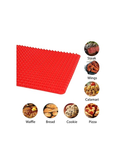 Kırmızı Büyük Kırmızı Piramit Yükseltilmiş Koni Şekilli Silikon Mat Pişirme Ve Kavurma Fırın Izgara Barbekü İçin Süper Yapışmaz Gıda Sınıfı Silikon Kırmızı