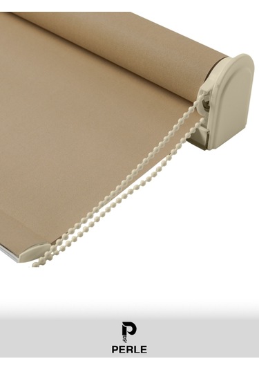 Br Perle Açık Kahverengi Düz Mekanize Stor Perde Yüksek Kalite Metropol Serisi Açık Kahverengi