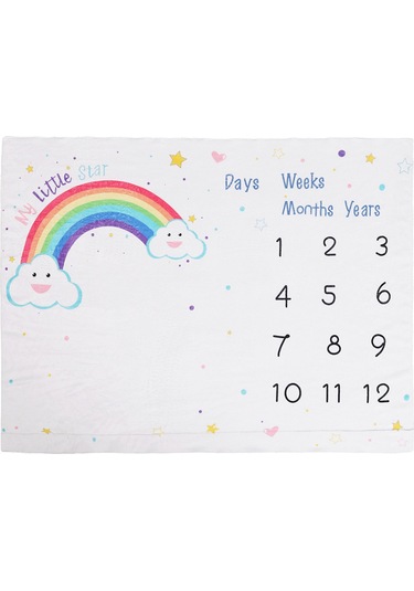 Suofeng Bebek Ay Ay Büyüme Battaniyesi - Yumuşak Flanel Fotoğraf Örtüsü 47x39 İnç Çok Renkli