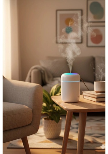 Beyaz H2o Usb Renkli Mini Hava Nemlendirici Led Işıklı 350ml Taşınabilir Oda Ve Ofis Difüzörü