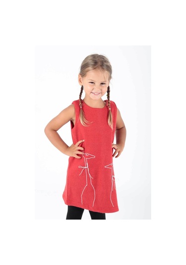 Ahenk Kids Kız Zürafa Baskılı Elbise Ak520567 Kırmızı