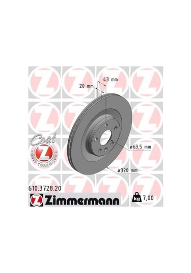 Zımmermann 610.3728.20 - Arka Fren Diski S60 Iıı 224 -s90 Iı 234