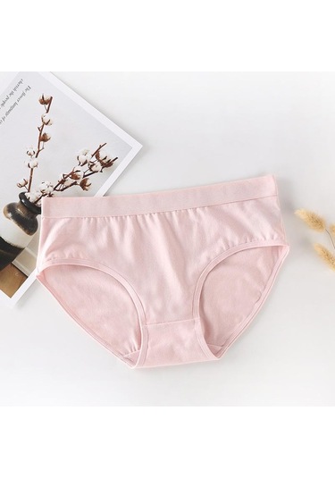 Amarant Pembe Düz Renk Dikişsiz Nefes Alabilir ve Rahat Orta Bel Saf Pamuklu İç Çamaşırı Kadın Orta Bel Büyük Boy Alt Külot Çok Renkli
