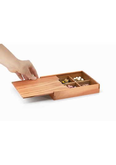 Woodsaka - Bölmeli Sürgülü Kapaklı Yatay Kutu