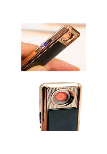 Periboia Kızaklı Gold Usb Şarjlı Çakmak Alevsiz Elektronik Çakmak