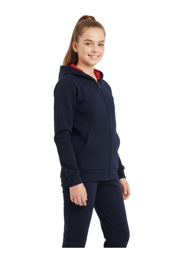 Lacivert Fermuarlı Kapüşonlu Cepli Kız Erkek Sweatshirt Bgl-st05000 Lacivert