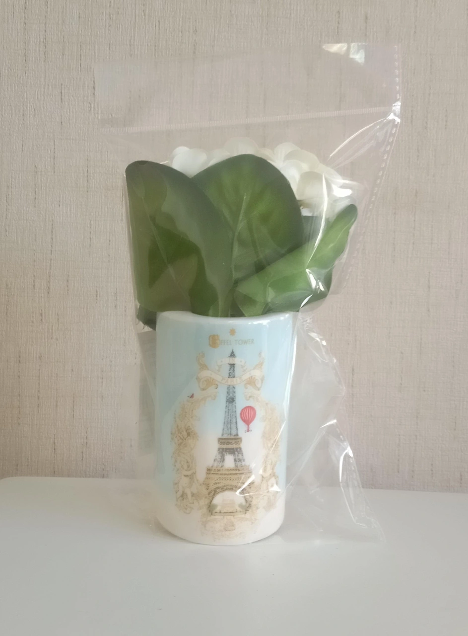 2 Adet Vazo Dahil,vazoda Çiçek,beyaz Yapay Çiçek,vazo Dekoratif Romantik Yeşil Model 7x7x16cm Çok Renkli