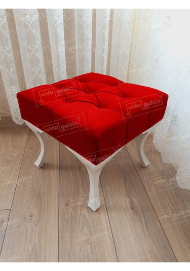 Kapitoneli Makyaj Pufu Ayak Ucu Puf Beyaz Ayak 45 45 Mor