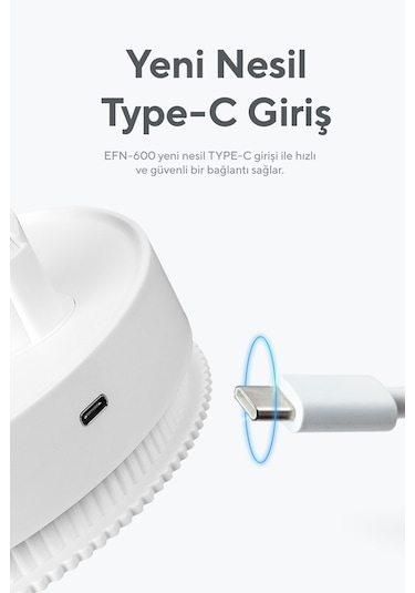 Everest Efn-600 Masaüstü Taşınabilir Şarjlı Beyaz 2000mah Usb Fan