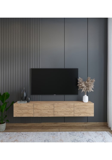 Duvara Monte Modern Minimalist MDF 160 Cm Ahşap TV Ünitesi