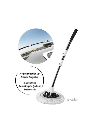 Ultra Yumuşak Premium Mikrofiber Ufak Makarna Başlıklı Teleskopik Araç Yıkama Mopu 1 Adet