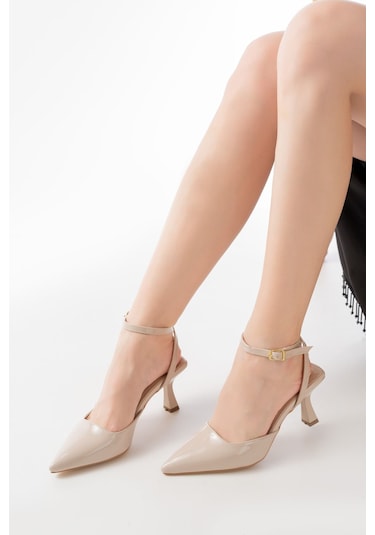 St-004 Ten Rugan Günlük 7 Cm Topuklu Bayan Ayakkabı Bej