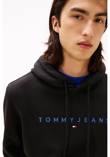 Erkek Logo Baskılı Kapüşonlu Sweatshirt Siyah Black Multi