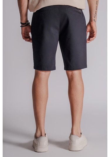 Braccas Erkek Yandan Cepli Klasik Bel Relaxed Fit Chino Şort Siyah Siyah