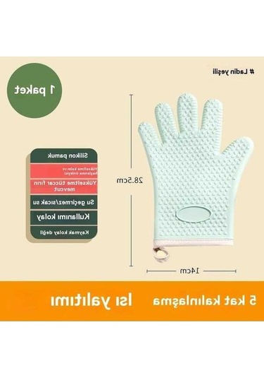 Tongxida Yüksek Sıcaklık Eldiven, Mutfak Mikrodalga Fırın Eldiven, Silikon Kaymaz Eldiven, Kalınlaştırılmış, Açık Yeşil Açık Yeşil