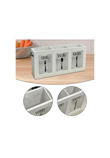 Suntek Mutfak Eşyası Tutucu Modern Çatal Bıçak Takımı Beyaz