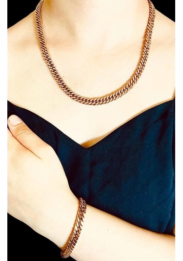 Vercetti Rose Gold Kalın Kolye Bileklik Set Rose Gold