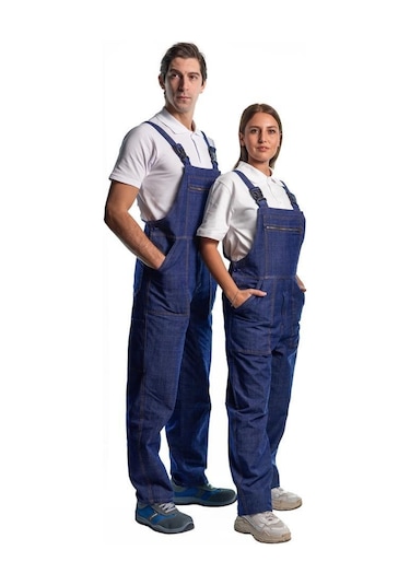 Şensel, Kışlık Kot Bahçıvan Tulum, Lacivert -8E1845- Askılı Tulum