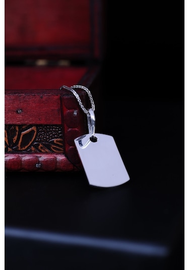 Encili Silver 925 Ayar Gümüş Askeri Künye Model Erkek Kolye Gümüş