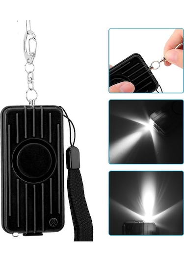 Anti-soygun Kişisel Güvenlik Anahtarlık Alarmı 130db Düdük Led Aydınlatma Acil Durum Savunması Siyah
