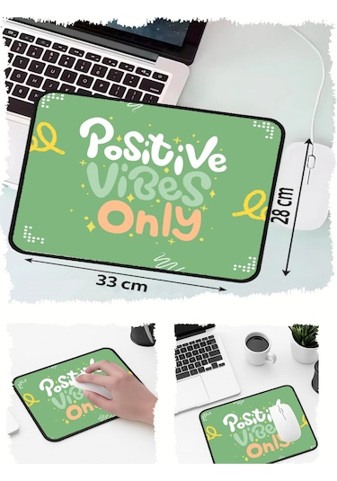 Vibes Only Tasarımlı 33x28 Cm Mousepad Kaymaz Taban Rahat Konforlu Mouse Pad