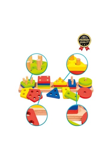 Özel Üretim Kişisel Gelişim Koordinasyon Çocuk Eğlenirken Öğreten Ahşap Geometrik Şekiller Oyunu