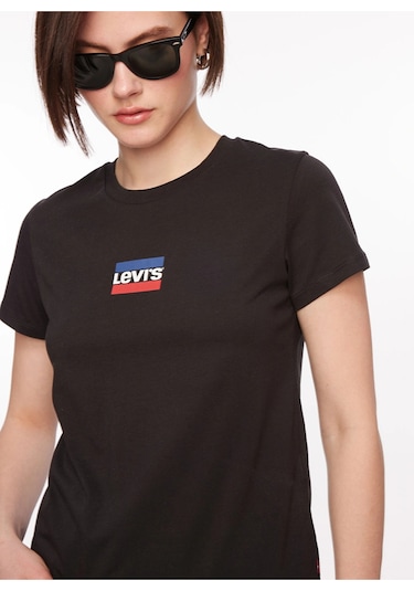 Levi's Levis Bisiklet Yaka Baskılı Siyah Kadın T-shirt A2086-0258