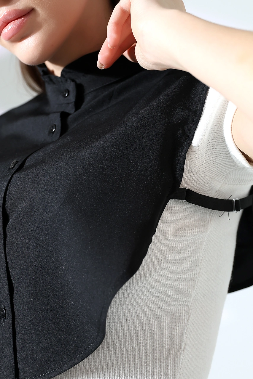 Schık Schık Pamuklu Fırfır Yaka Yarım Gömlek Siyah Sckwm24gml02 Siyah