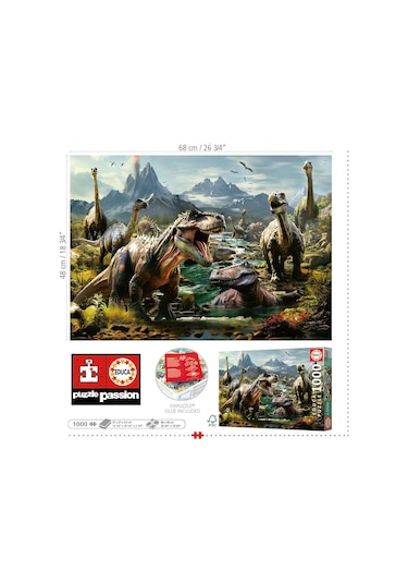 Educa 1000 Parça Puzzle Vahşi Dinozorlar - 19924 - Fierce Dinosaurs