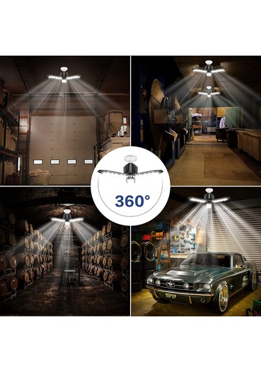 Vkemall 36w 144 Led 8000 Lumen Garaj Lambası, 6500k Beyaz Işık, Ayarlanabilir Yön, Kablosuz, Çevre Dost Abs Malzeme Siyah Vkemall 36w 144 Led 8000 Lumen Garaj Lambası, 6500k Beyaz Işık, Ayarlanabilir Yön, Kablosuz, Çevre Dost Abs Malzeme Siyah