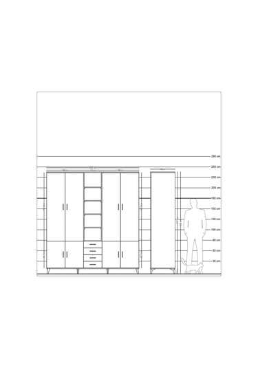 Kronos Dolap 17 Raflı 4 Çekmeceli 8 Kapaklı 220x59x243 Çam-aytaşı/antrasit Aytası/antrasıt