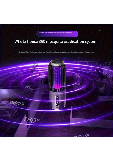 Xuweiwei Gri Usb Ve Güneş Şarjlı Sivrisinek Öldürücü Lamba 3 Zaman Ayarı Ev Kamp Taşınabilir Böcek Kovucu