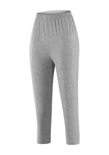 Yıldız Bayan Büyük Beden Likralı Diz Altı Kapri Tayt Gri 3657 Gri