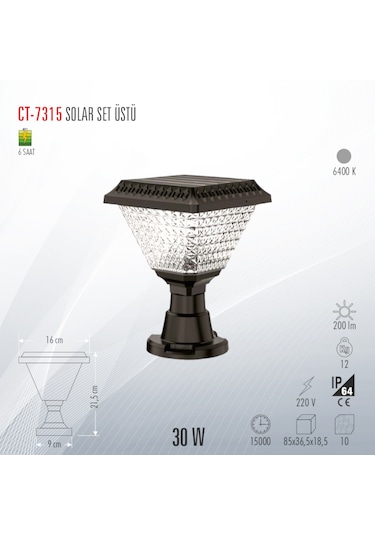 Cata Ct-7315 Solar Setüstü Lamba