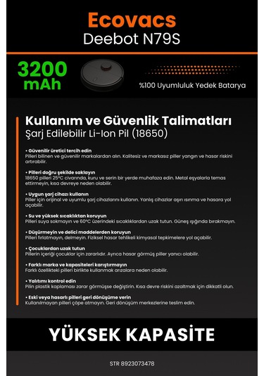 Ecovacsdeebot N-79 S 3200mahrobot Süpürge Bataryası