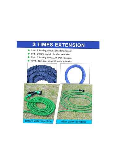 Reedark "3 Kat Uzayan Bahçe Ve Araba Yıkama Hortumu - 7 Farklı Püskürtme Modu İle" Mavi